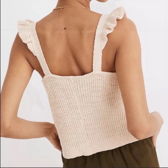 Madewell Ruffle Strap Button-Front Knit Sweater Tank - Picture 2 of 5